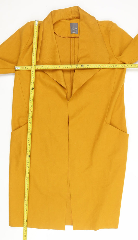 Primark Women’s Yellow Coatigan Size 8 Long Open Front Lightweight Coat