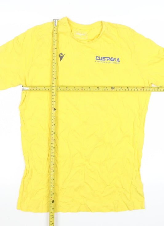 Macron Men's Yellow Cotton Sports University Graphic T-Shirt Size S