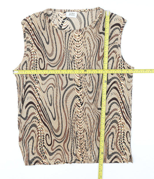 Belle Surprise Women’s Beige Geometric Sleeveless Blouse Size L