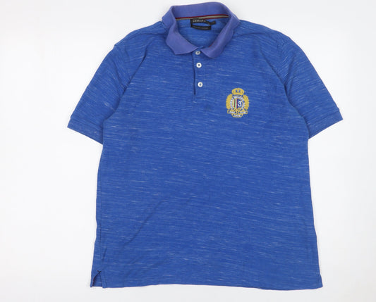Diners Men's Blue Organic Cotton Short Sleeve Polo Shirt M