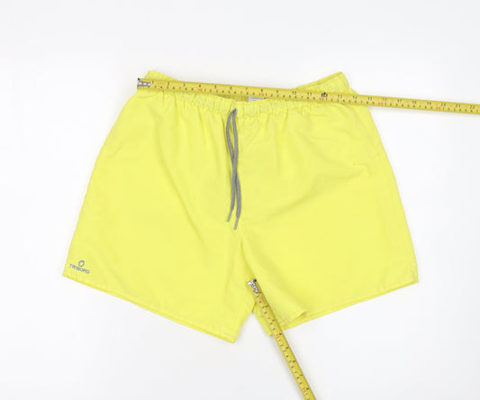 Tribord Men’s Yellow Athletic Beach Shorts Size M Polyester Quick Dry
