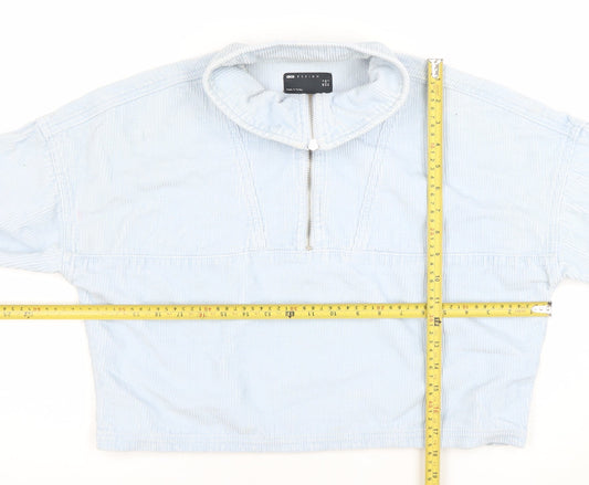 ASOS DESIGN Women Blue Corduroy Cropped Half Zip Jacket Size 6