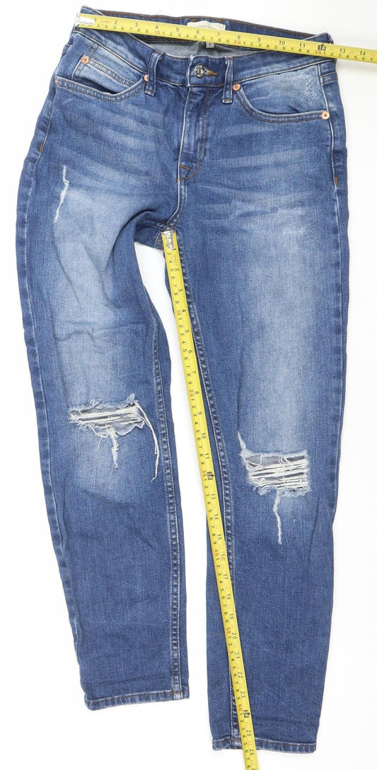River Island Womens Blue Distressed Boyfriend Jeans Size 6