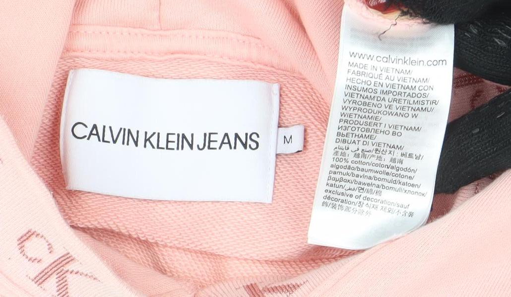 Calvin Klein Jeans Women's Pink Cotton Hoodie M Pullover