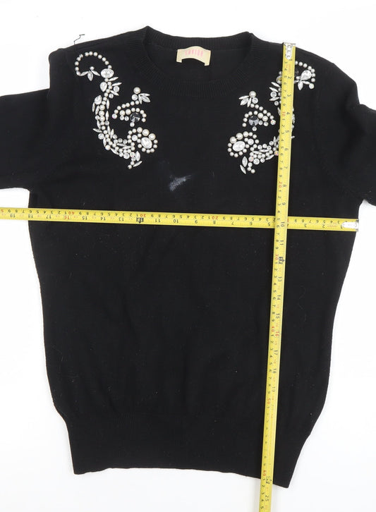 Savida Women’s Black Jewel Beaded Pullover Jumper Size 12