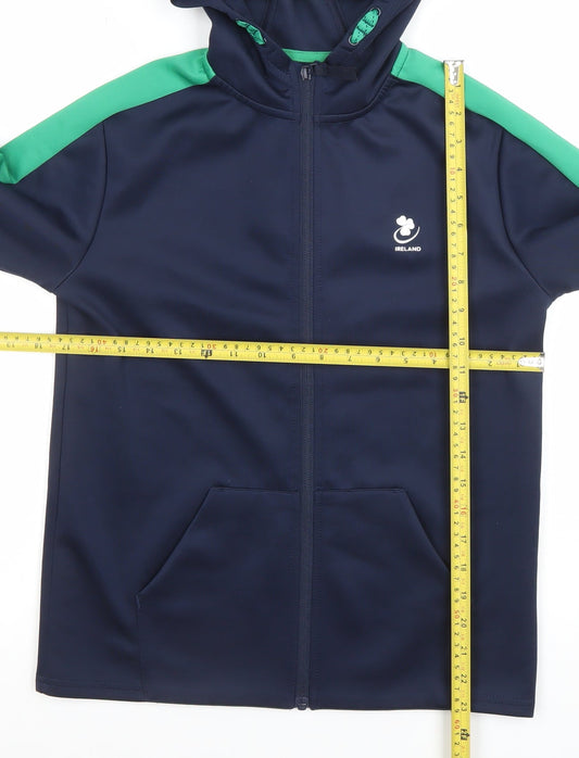 Dunnes Stores Boys Navy Green Full Zip Hoodie Size 10-11 Years Ireland Print