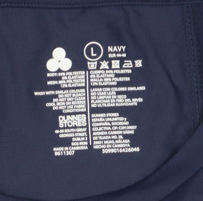 Dunnes Stores Womens Navy Blue L Basic Activewear T-Shirt