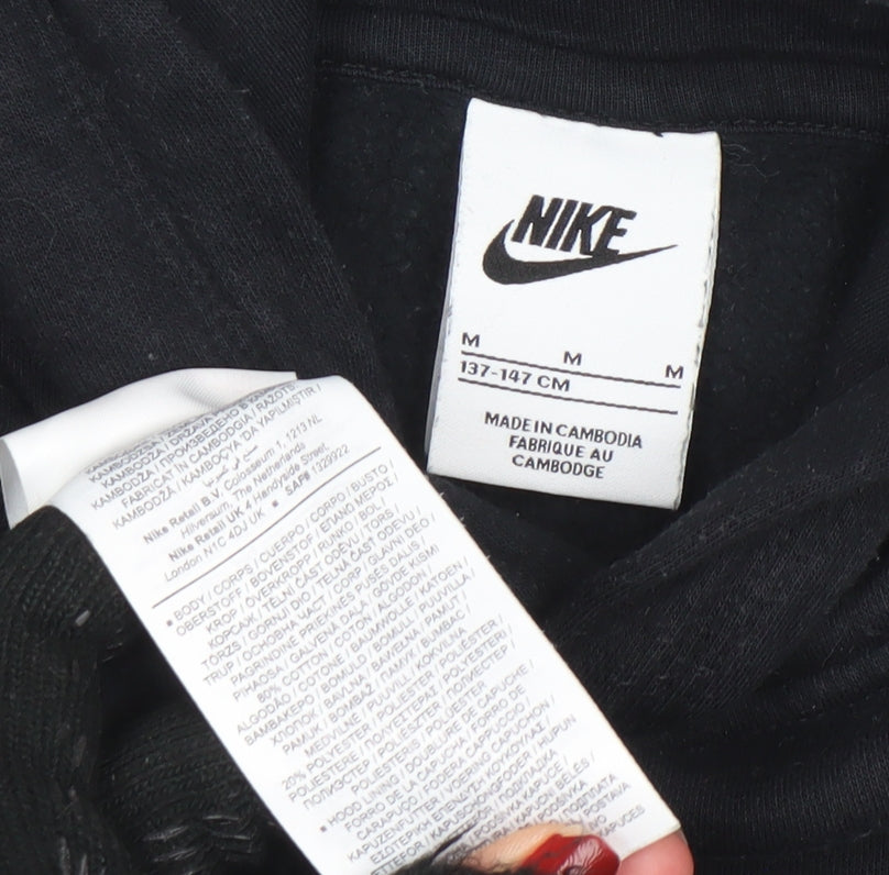 Nike Boys Black Pullover Hoodie Medium 137-147cm Graphic Print Sportswear