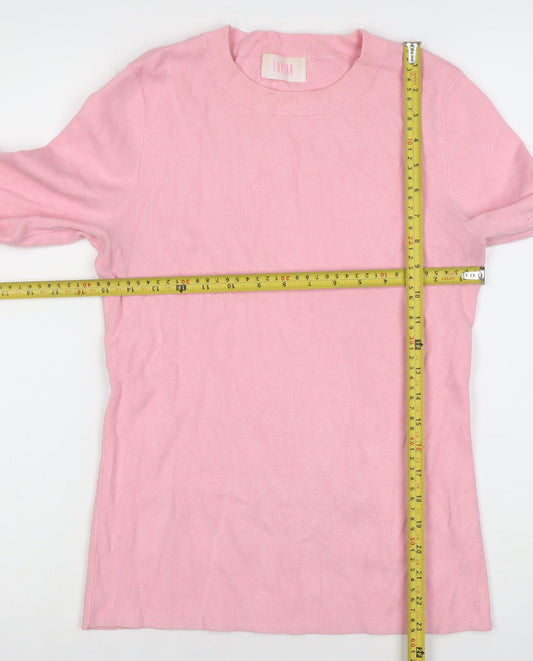 Savida Women’s Pink Crew Neck Long Sleeve Button Jumper Size 10