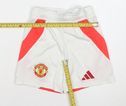 adidas Boys White Manchester United Football Shorts 7 Years Athletic Fit