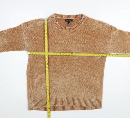 New Look Women Beige Crew Neck Pullover Jumper Medium Polyester Knit