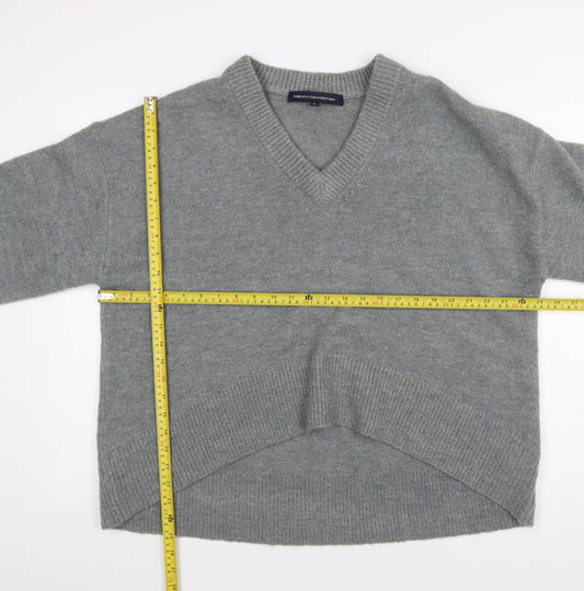 French Connection Women’s Grey V-Neck Knit Jumper Size S