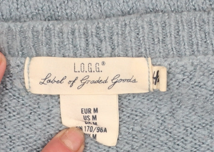 H&M L.O.G.G. Women Blue Bow Side Knit Jumper Size 12