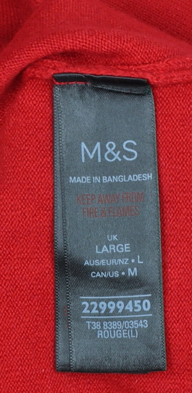 Marks and Spencer Women Red Roll Neck Long Sleeve Jumper Size L