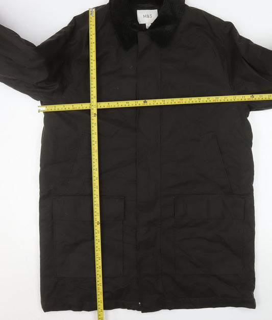 Marks and Spencer Men's Black L Overcoat Twill Cotton Blend