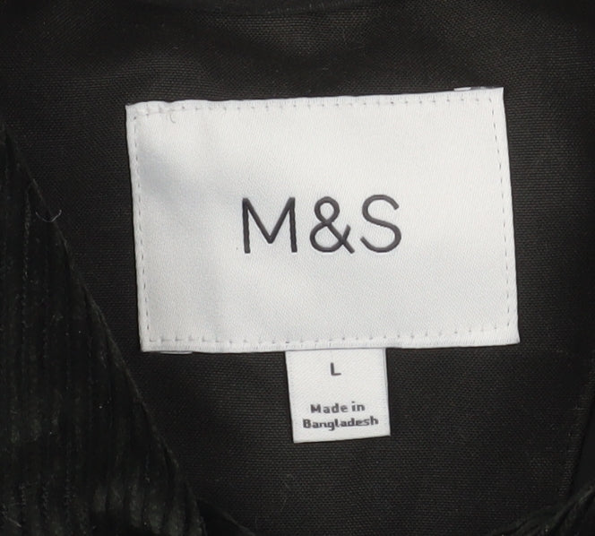 Marks and Spencer Men's Black L Overcoat Twill Cotton Blend