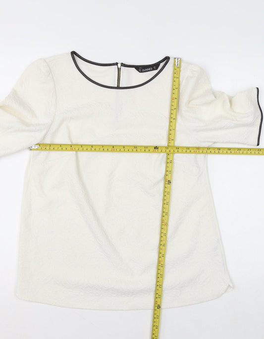 Dunnes Women’s Ivory Short Sleeve Textured Blouse Size 12
