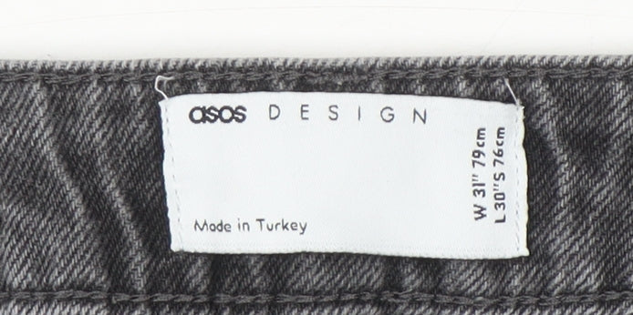 Brand and care label for ASOS DESIGN Men’s Grey Tapered Jeans W31 L30 Regular Fit Denim
