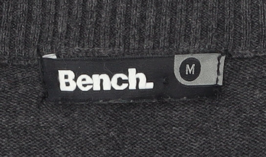 Bench Mens Grey Cotton Crew Neck Jumper Size M Classic Knit