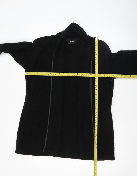 Klass Women Black Long Sleeve Open Front Acrylic Cardigan Size S