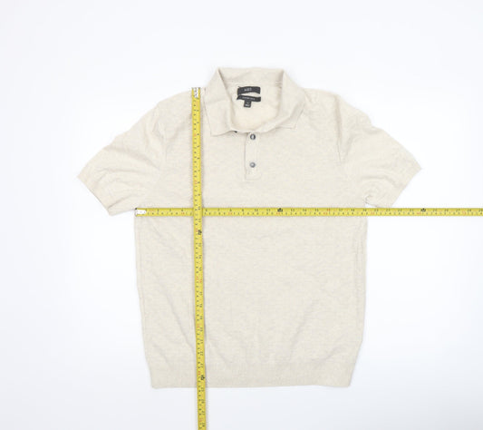 Marks and Spencer Men's Beige Cotton Henley Jumper M