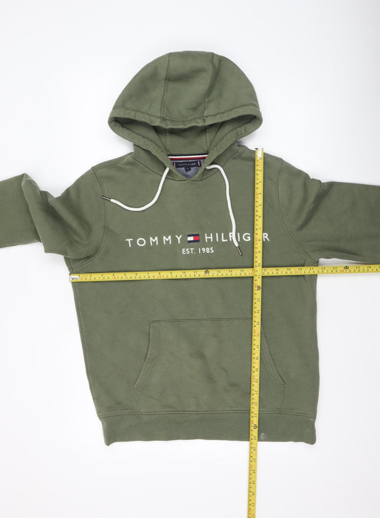 Tommy Hilfiger Men's Green Pullover Hoodie Size M Graphic Fleece