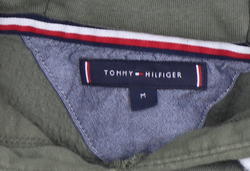 Tommy Hilfiger Men's Green Pullover Hoodie Size M Graphic Fleece
