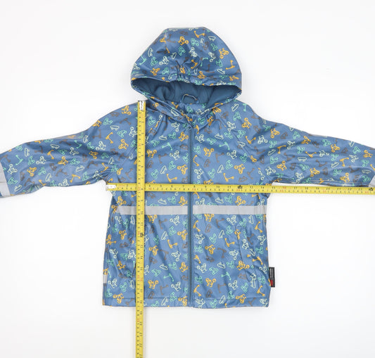 Lupilu Boys Blue Waterproof Hooded Rain Coat 4-6 Years Reflective Lined Jacket