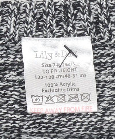 Lily & Dan Boys Grey Christmas Snowman Jumper 7-8 Years Acrylic Knit