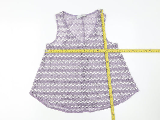 Next Women Purple Knit Camisole Tank Top Size 6 V-Neck Sleeveless