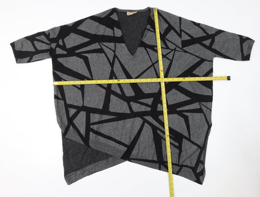 Phase Eight Women’s Grey Geometric Knit Poncho Jumper Size L