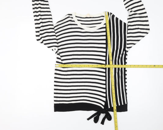 Esprit Women’s Black & White Striped Knit Jumper Size S