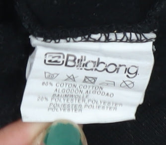 Billabong Boys Black Full Zip Hoodie Size 14 Logo Fleece Sweatshirt