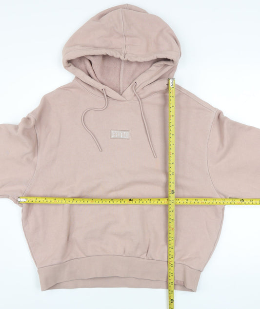 Li-Ning BADFIVE Womens Beige Pullover Hoodie Size M Graphic Print