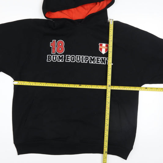 B.U.M. Equipment Men’s Black Pullover Hoodie L Retro College Logo