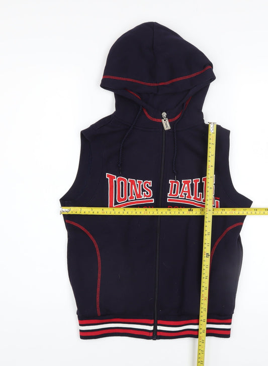 Lonsdale Boys Blue Sleeveless Full Zip Hooded Vest Hoodie 10 Years