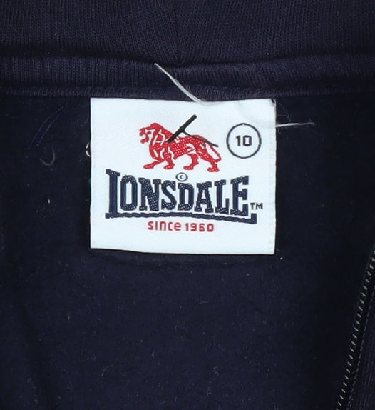 Lonsdale Boys Blue Sleeveless Full Zip Hooded Vest Hoodie 10 Years