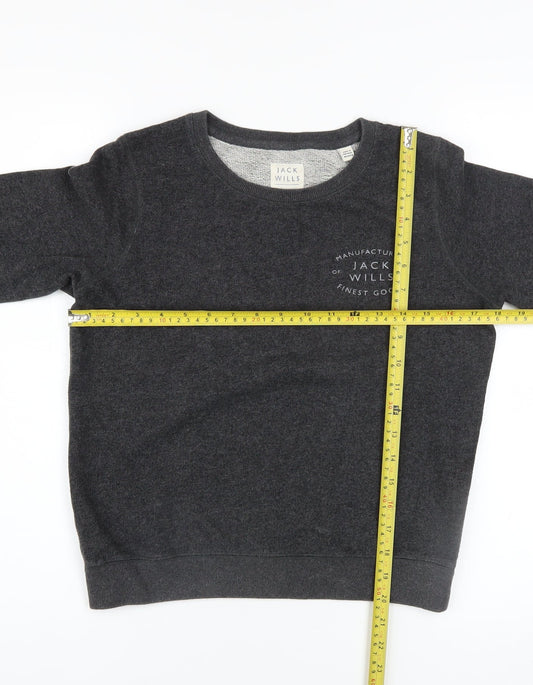 Jack Wills Women's Charcoal Grey Pullover Sweatshirt UK 6 Cotton