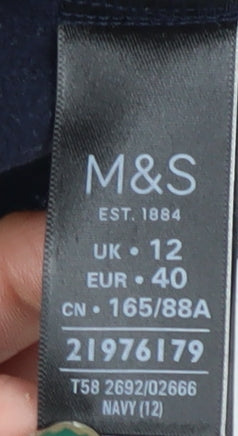 Marks and Spencer Women's Blue Full Zip High Neck Jumper Size 12