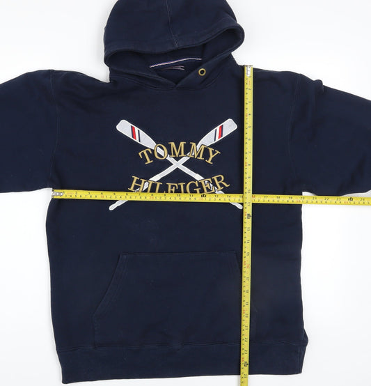 Tommy Hilfiger Men’s Blue 2XL Pullover Hoodie Embroidered Logo