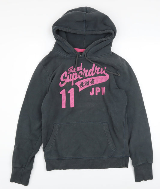 Superdry Women's Black Pullover Hoodie Size L Graphic Print