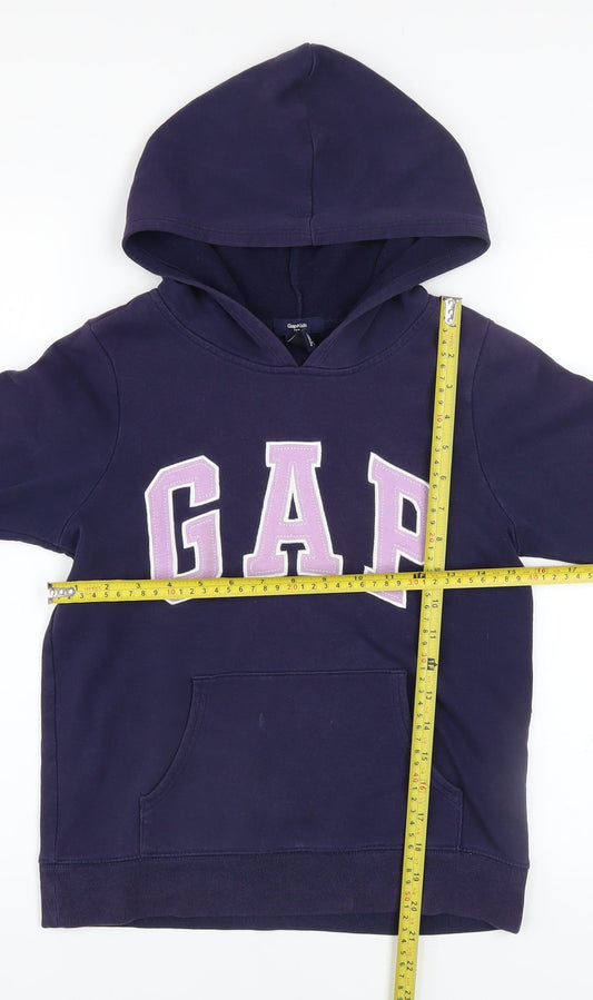 GAP Girls Purple Hoodie 12 Years Pullover Fleece Logo Sweatshirt