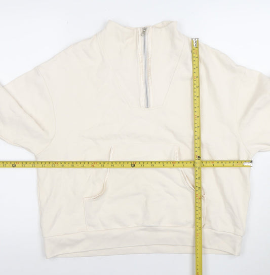 Chelsea Peers Women’s Beige 1/2 Zip Sweatshirt Size 12 Cotton Blend