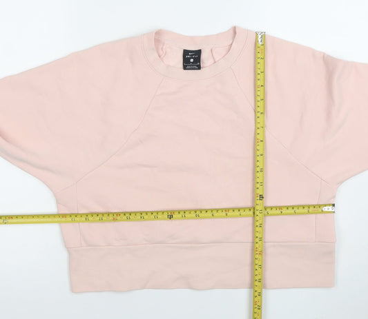 Nike Women Pink Dri-FIT Pullover Sweatshirt S Crew Neck Long Sleeve