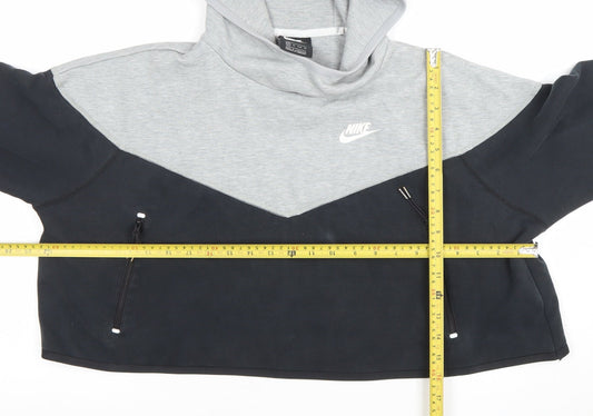 Nike Women’s Grey & Black Pullover Hoodie XS Zip Pocket Sweatshirt
