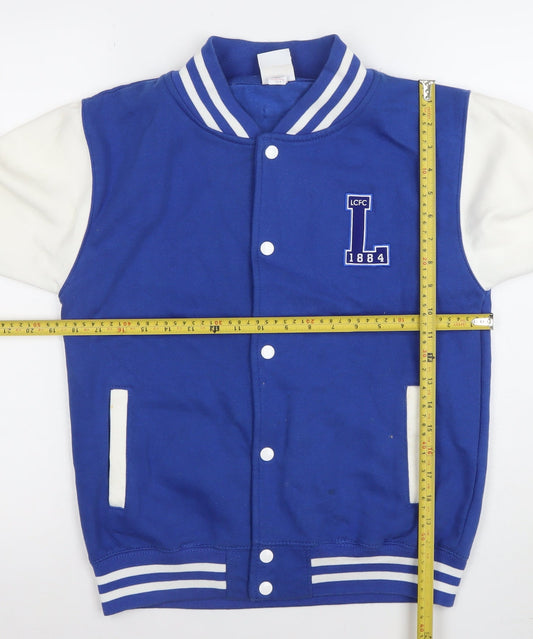 Leicester City Boys Blue Varsity Jacket 12-13 Years Cotton Blend Snap Front