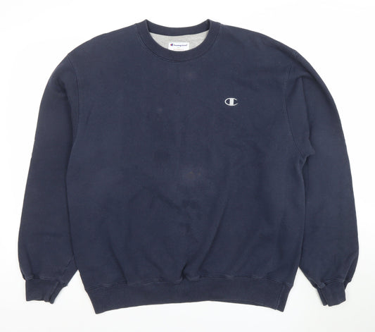 Champion Men's Blue Crew Neck Pullover Sweatshirt L Regular Fit