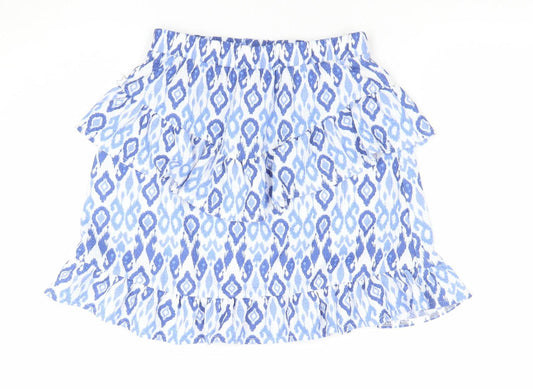 Dunnes Girls Blue Geometric Ruffle Cotton Skirt 10-11 Years