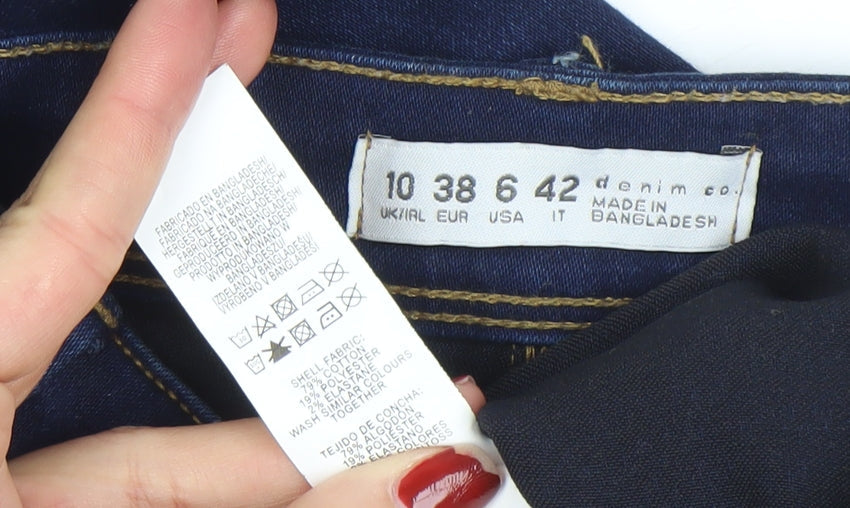 Brand and care label for Denim Co. Women’s Blue Skinny Stretch Jeans, size UK 10
