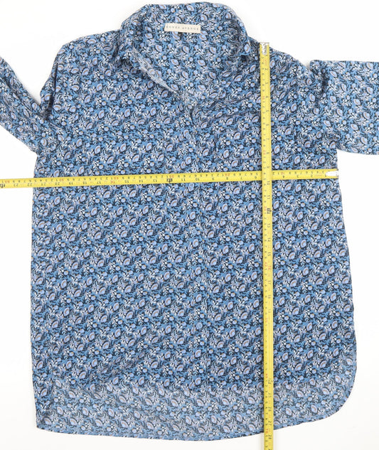 Rowen Avenue Women's Blue Floral Button-Up Shirt Size M Long Sleeve